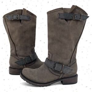 Freebird By Steven Prince Boot Gray Engineer Buckle Biker Moto Boots Size 7